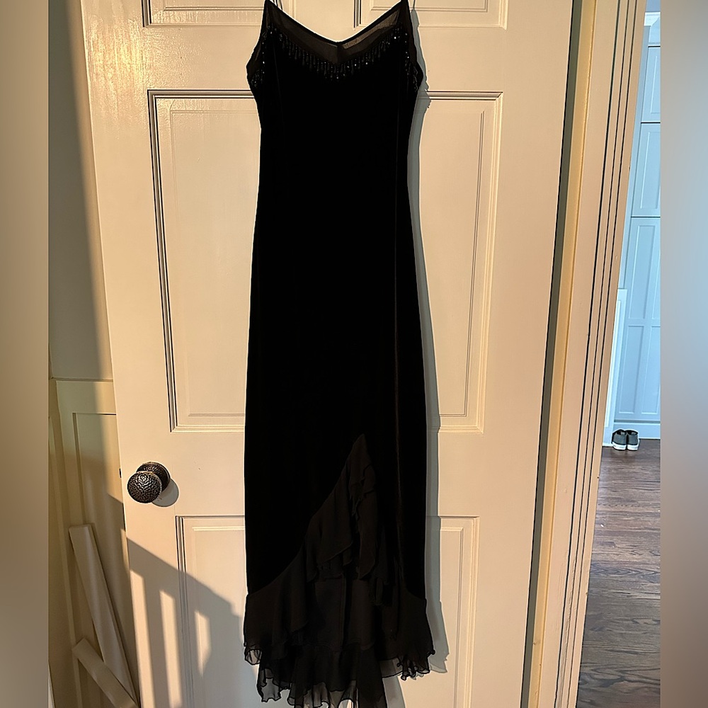 Betsey Johnson Black Slip Dress with Beaded Trim